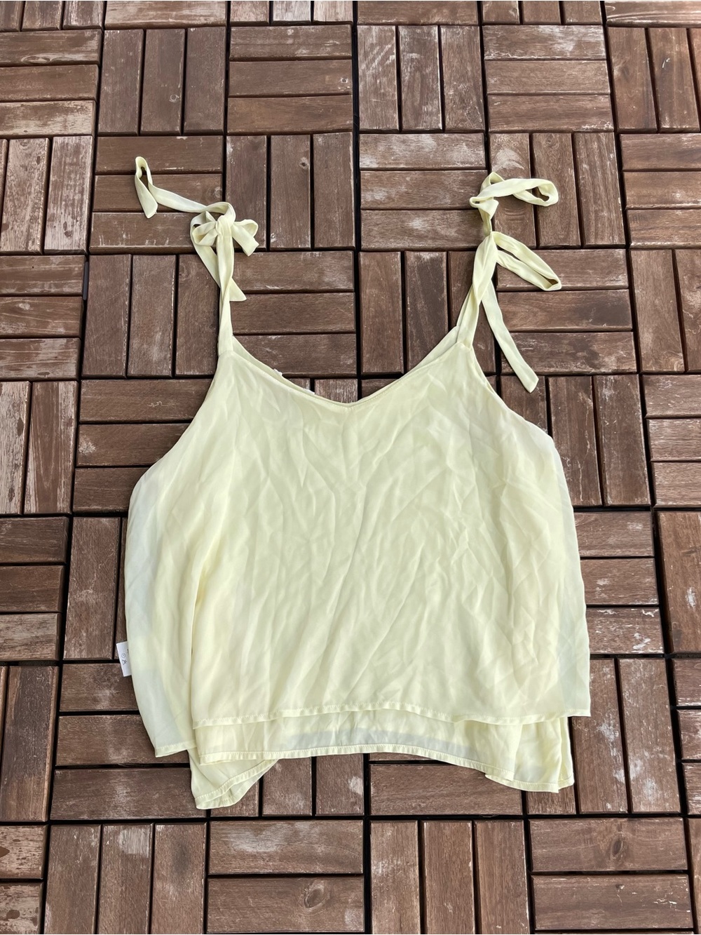 Women's Light Yellow Tie-Strap Chiffon Camisole